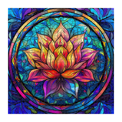 Stained Glass Lotus Jigsaw Puzzle 1000 Pieces