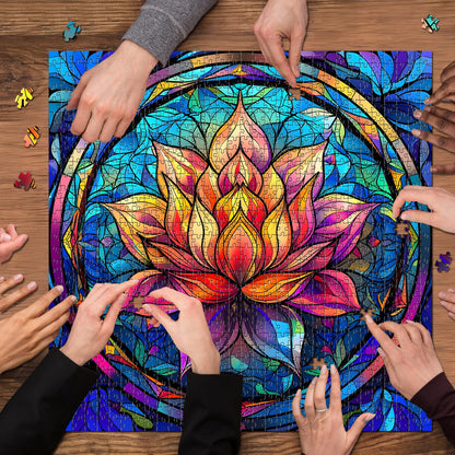 Stained Glass Lotus Jigsaw Puzzle 1000 Pieces