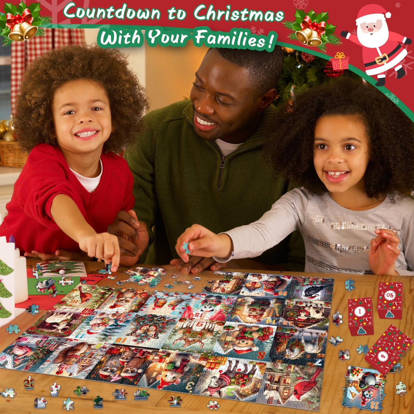 Snow Animals Christmas Advent Calendar Jigsaw Puzzle 1000 Pieces