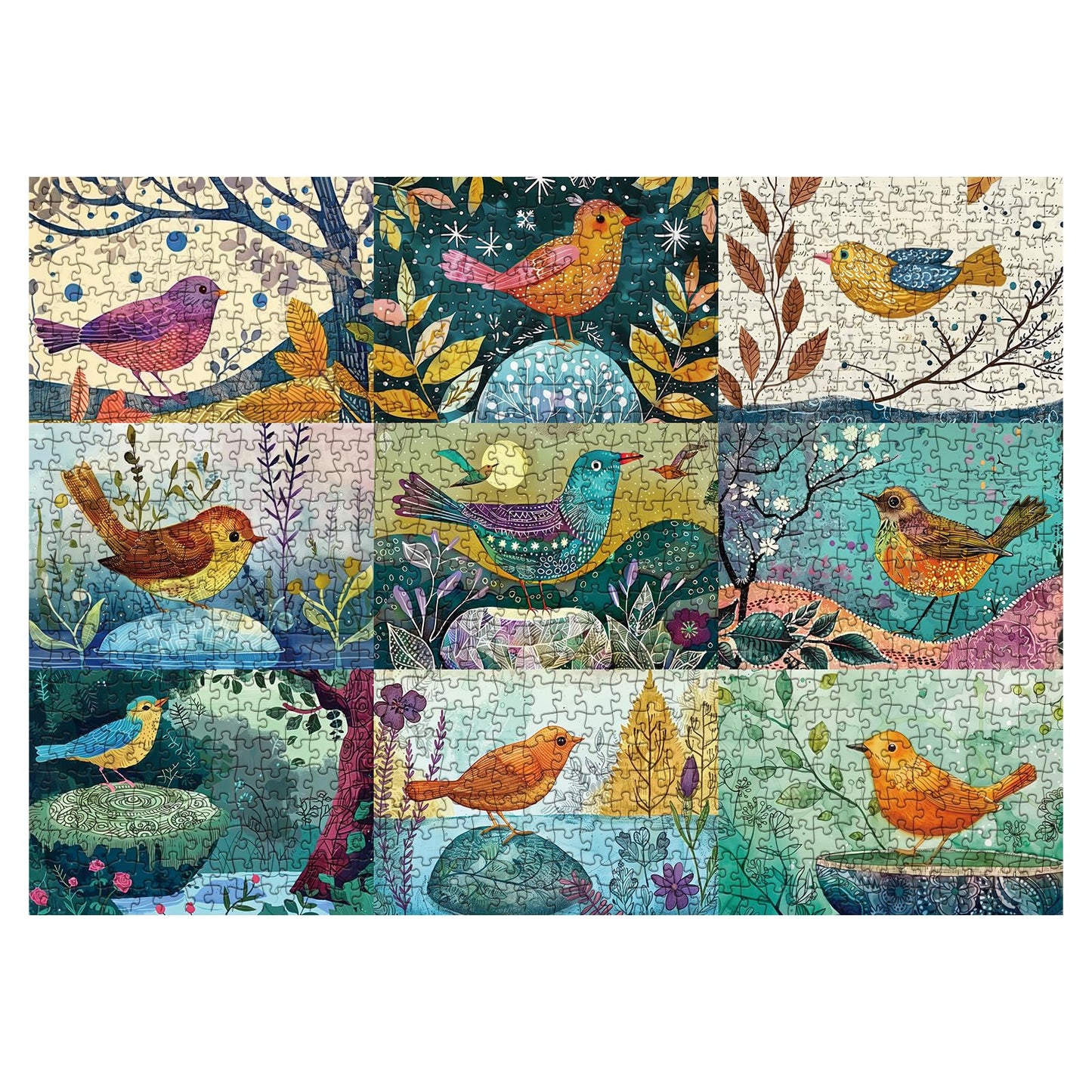 Retro Birds Jigsaw Puzzle 1000 Pieces