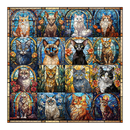 Stained Glass Cat Jigsaw Puzzle 1000 Pieces