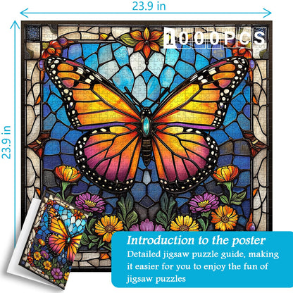 Stained Glass Butterfly Jigsaw Puzzle 1000 Pieces