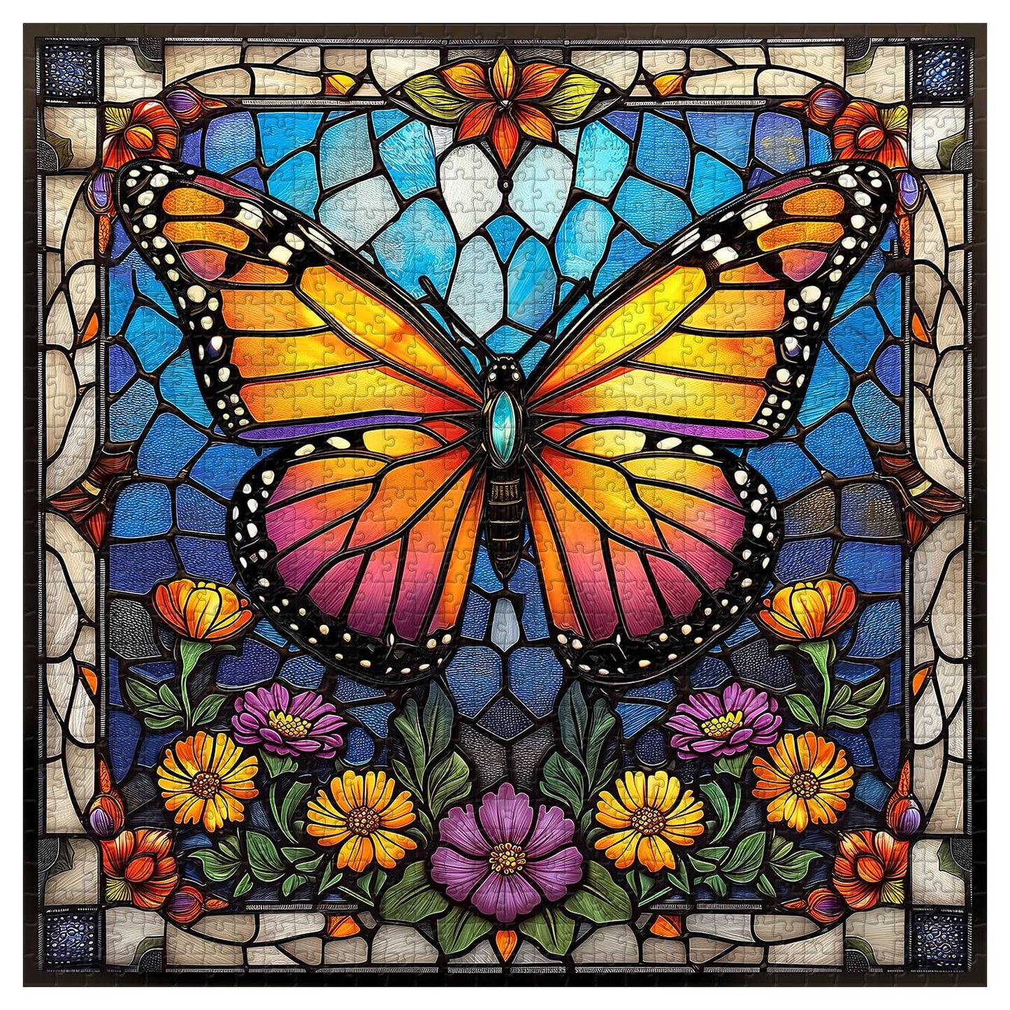 Stained Glass Butterfly Jigsaw Puzzle 1000 Pieces