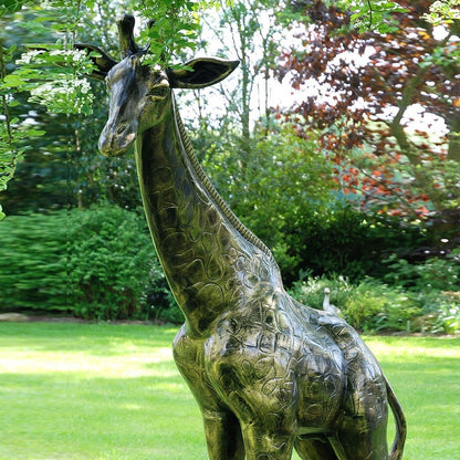 Wild Giraffe 205cm Bronze Metal Garden Statue