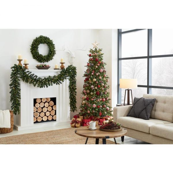 Christmas-7 ft elegant grand fir slim led pre lit artificial christmas tree with timer with 700 warm white lights