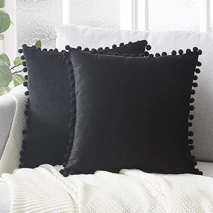 Velvet Pom Pom Cushion Covers