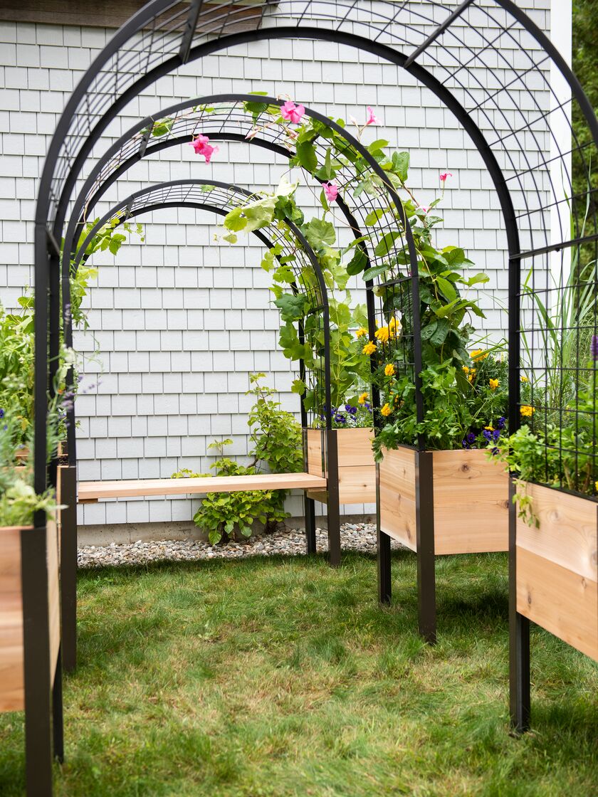 2' x 4' Arch Trellis with Planter Boxes