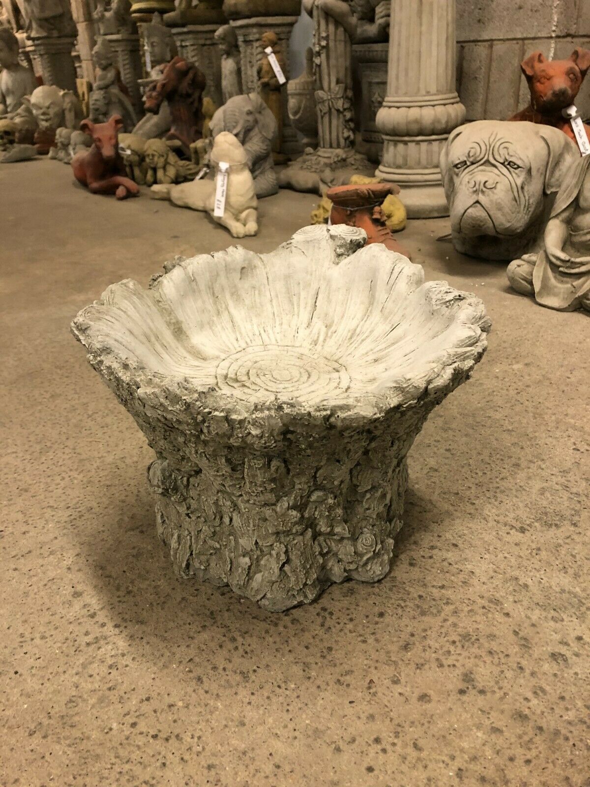 Stunning Stone Tree Stump Garden Bird Bath