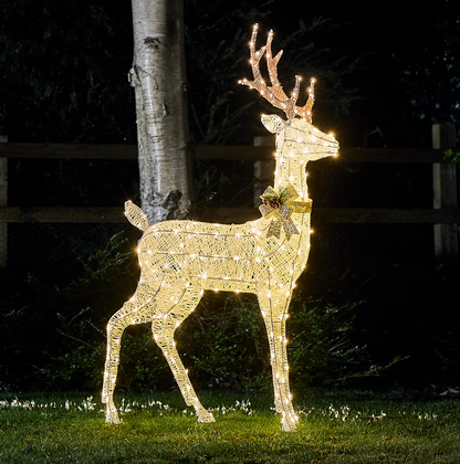 Harewood White Spun Cotton Stag Light Up Reindeer 31v