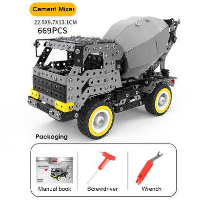 669Pcs+ DIY Metal Assembly SW-033 Engineering Cement Truck Model