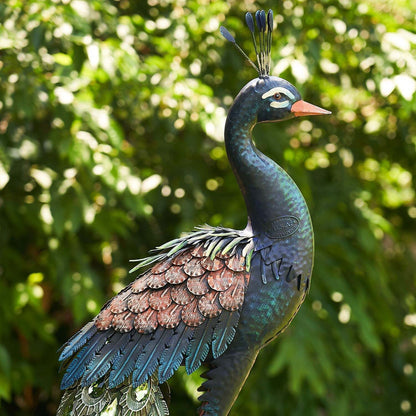 Set of 3 Elegant Iron Peacocks with Acrylic Jewel Detail