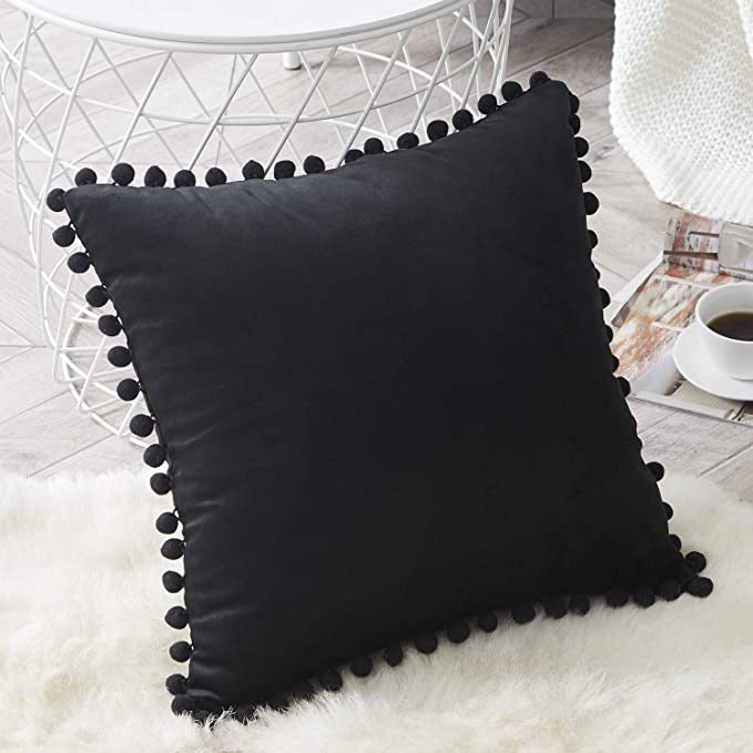 Velvet Pom Pom Cushion Covers