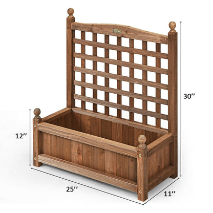 Wooden Raised Garden Bed Freestanding  Elevated Planter Box with Trellis