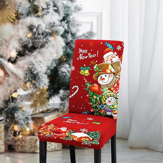 Christmas-4pcs stretch removable washable dining room chair protector slipcovers Christmas decoration_home decor dining room seat cover