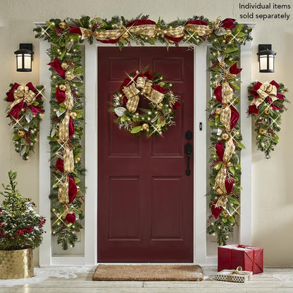 The Cordless Prelit Regal Ribbon Holiday Trim (26" Wreath)