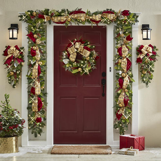 The Cordless Prelit Regal Ribbon Holiday Trim (26" Wreath)