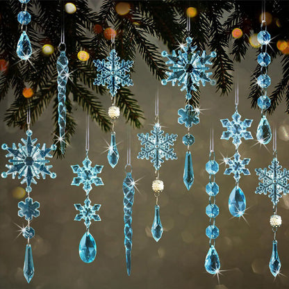 Christmas Decoration Snowflake Crystal Pendant Set (18 PCS)