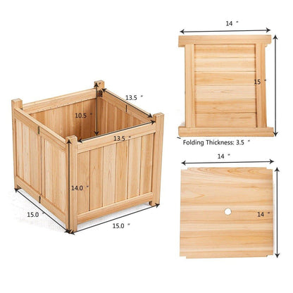 Folding Raised Garden Bed Square Wood Planter Box