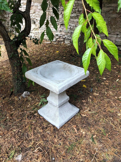 Stunning Stone Square Shaped Sculpture Garden Bird Bath