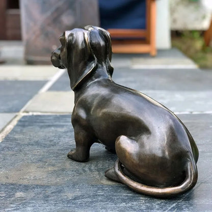 Dachshund Dog Natural Bronze Garden Ornament