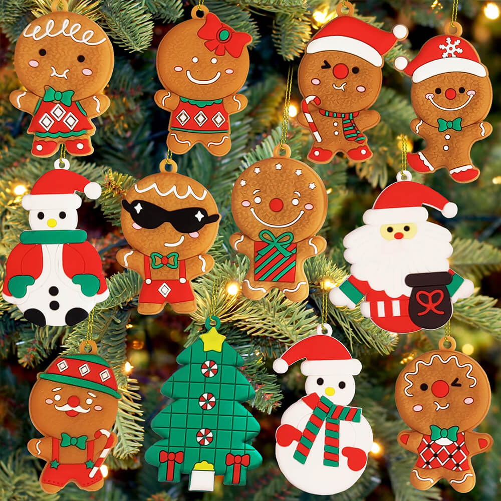 Christmas Decorative Gingerbread Man Ornament Set(12 PCS)