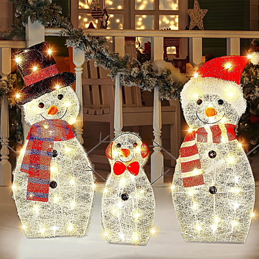 LED 3-Piece Snowman Family Set