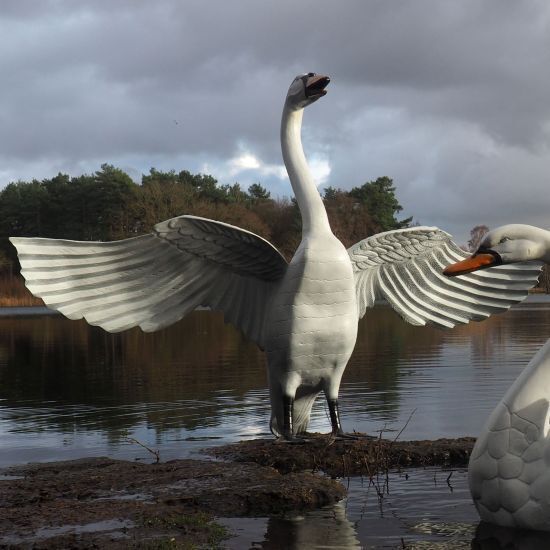 Grand Pair of Swans Metal Garden Statues