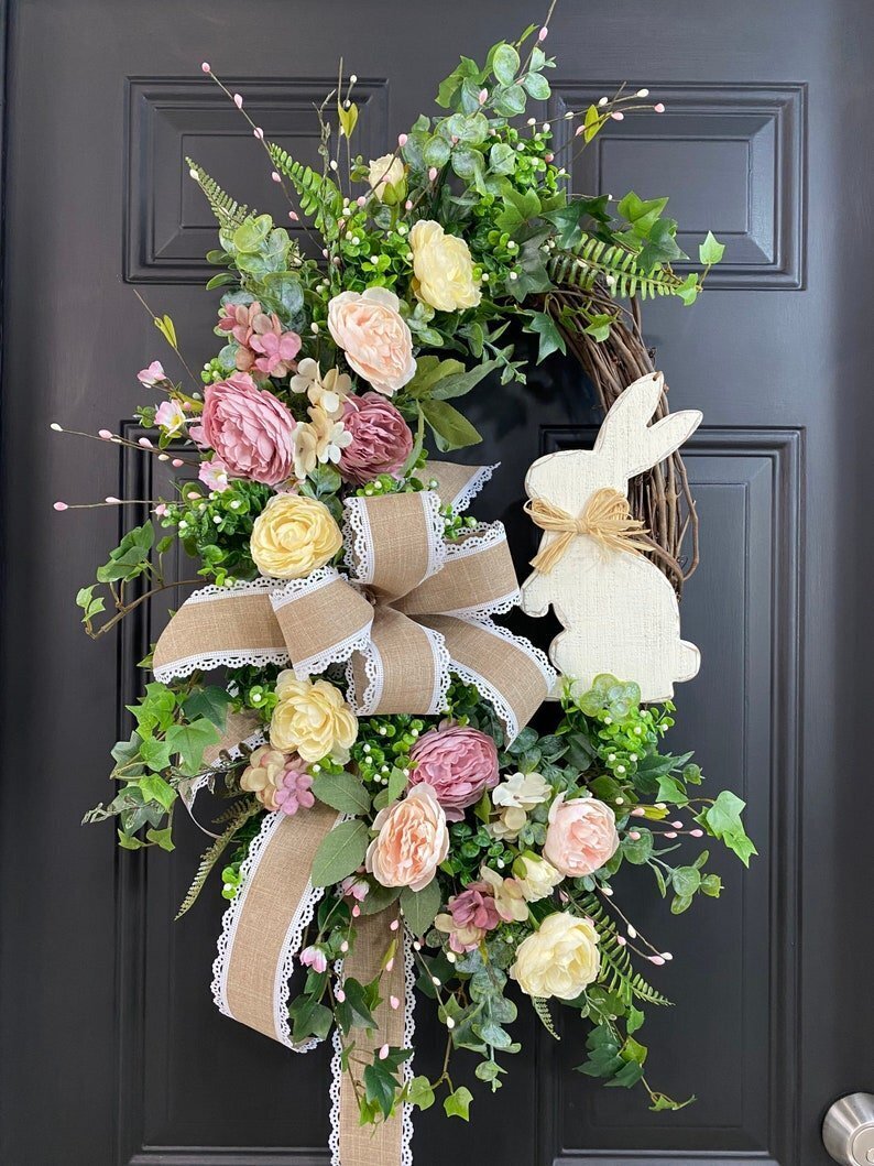 ?Easter Salee??Rustic Bunny Wreath|Spring Wreaths for Front Door