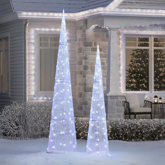 Pre-Lit Slim Shimmer Trees, Set of 2 - Silver