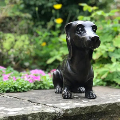 Dachshund Dog Natural Bronze Garden Ornament