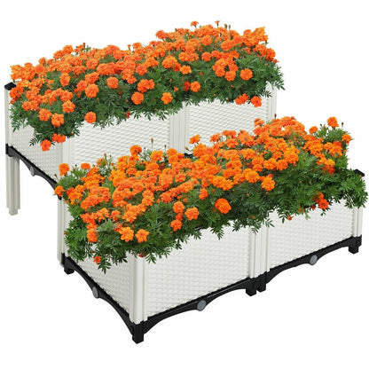 Set of 4 Plastic Raised Garden Bed Kits Planter Box for Vegetable