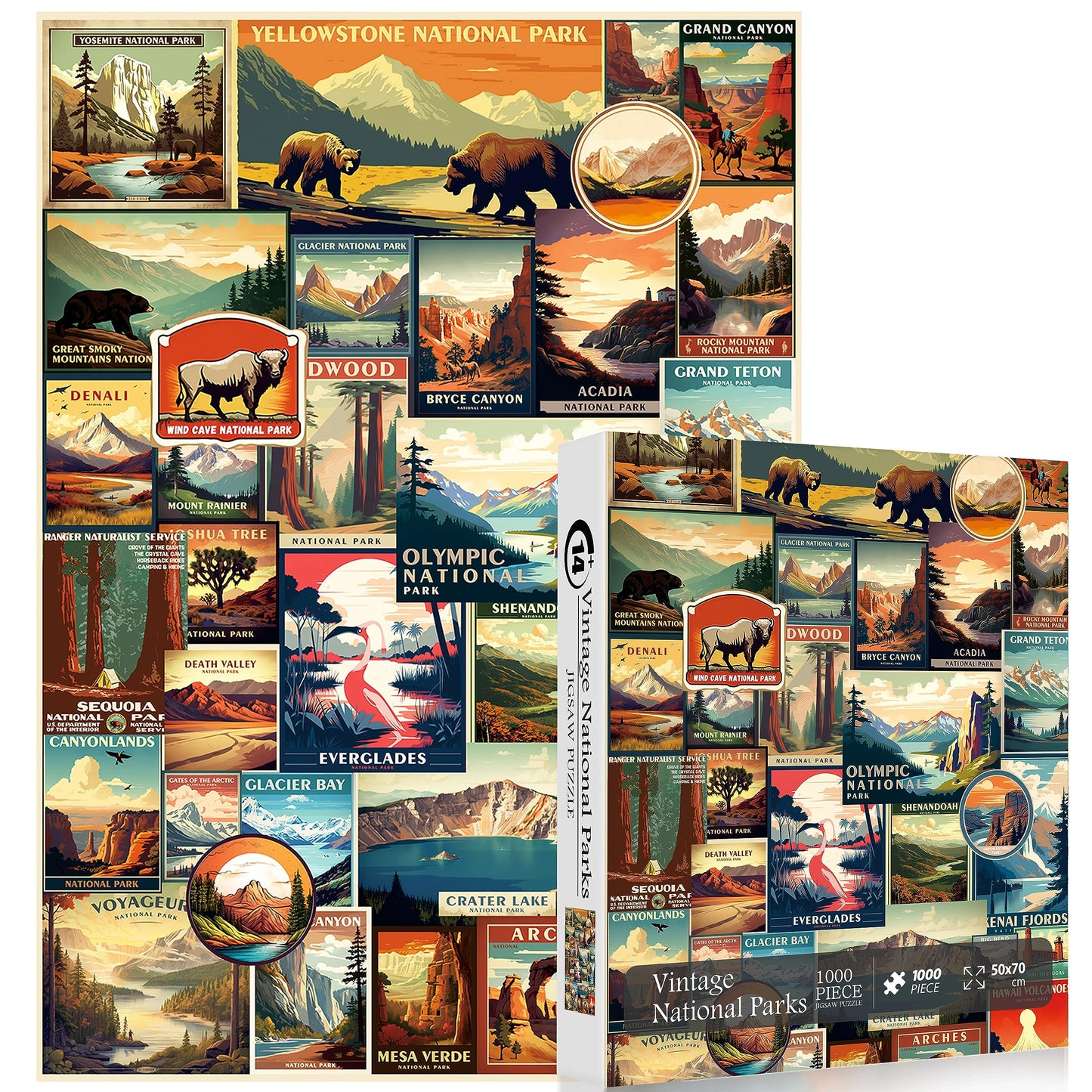 Vintage National Parks Jigsaw Puzzle 1000 Pieces