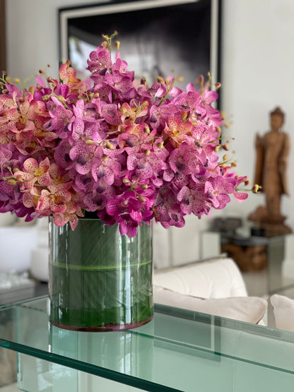 Mixed Mokara Orchids in Oversized Rota Cylinder