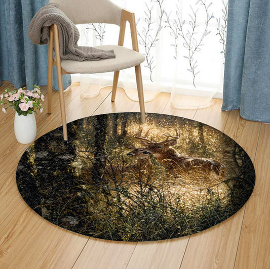 A Golden Moment Deer AA2512001TM Round Area Rug