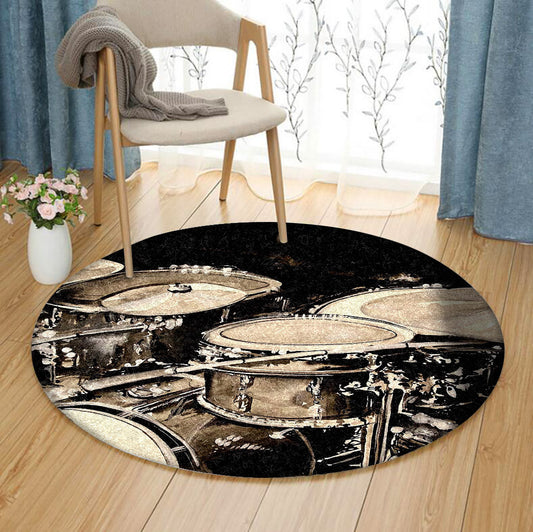 Abstract Drum Set NN280901TM Round Area Rug