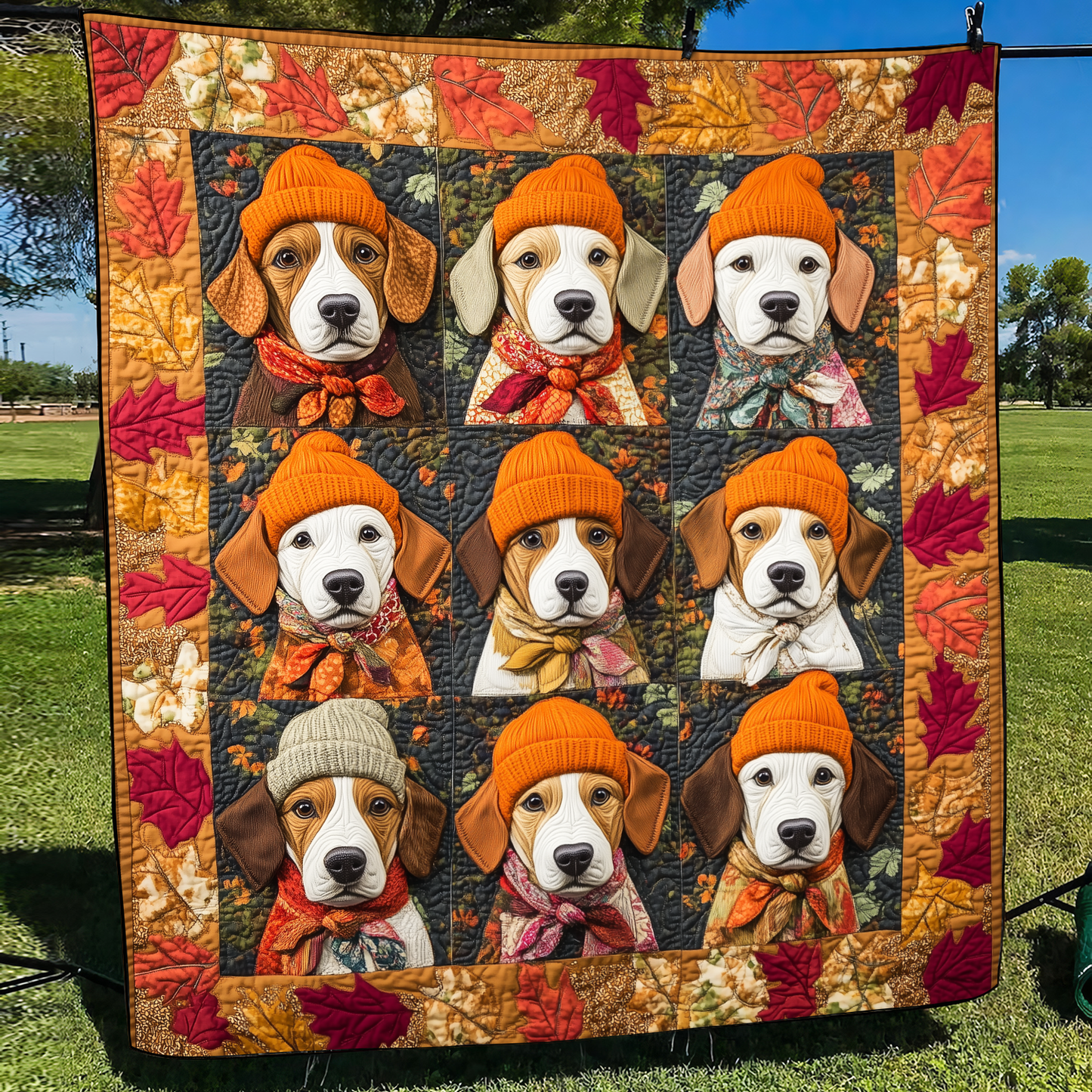 Manta acolchada con motivos de Beagles cariñosos NCU0VL430