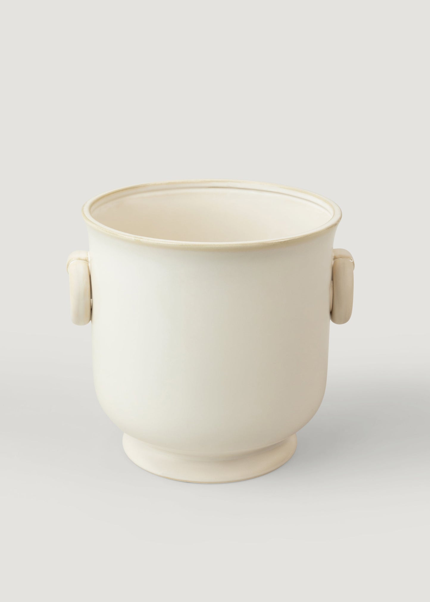 Glossy Large Cream Ceramic Cache Pot - 9.25"