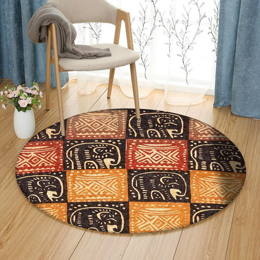 African Elephant HT150801TM Round Area Rug