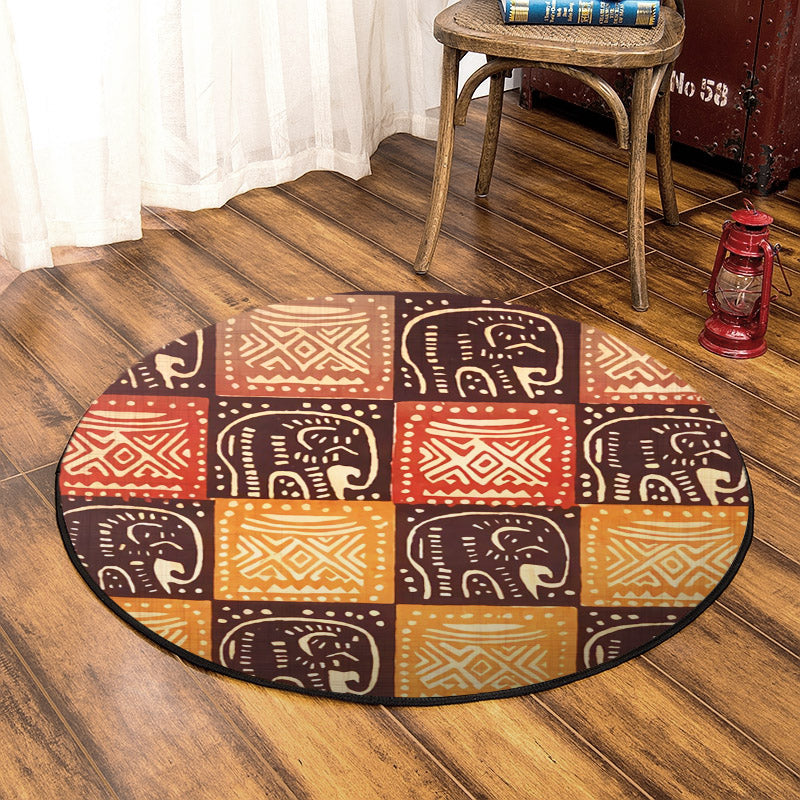 African Elephant HT150801TM Round Area Rug