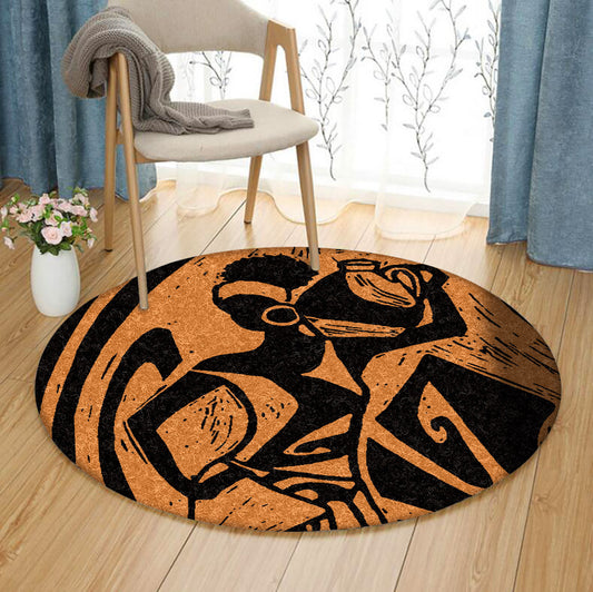 African HT150802TM Round Area Rug