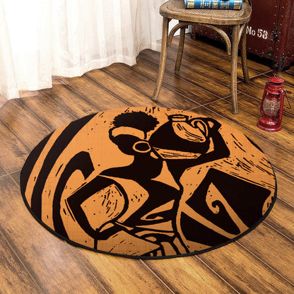 African HT150802TM Round Area Rug