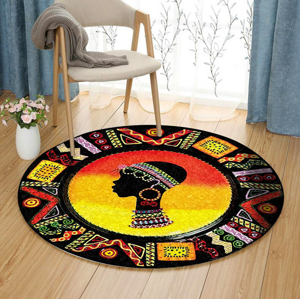 African HT150803TM Round Area Rug