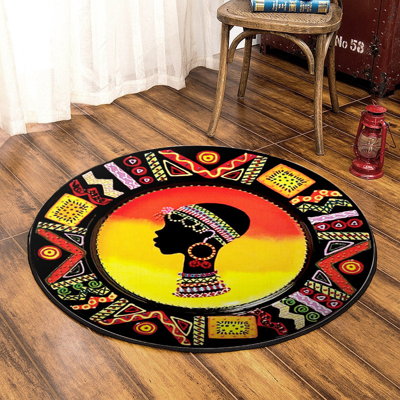 African HT150803TM Round Area Rug