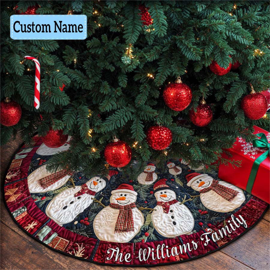 Alpine Joy Personalized Custom Quilted Christmas Tree Skirt