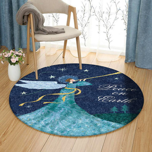 Angel Christmas Night HN3010198RR Round Area Rug