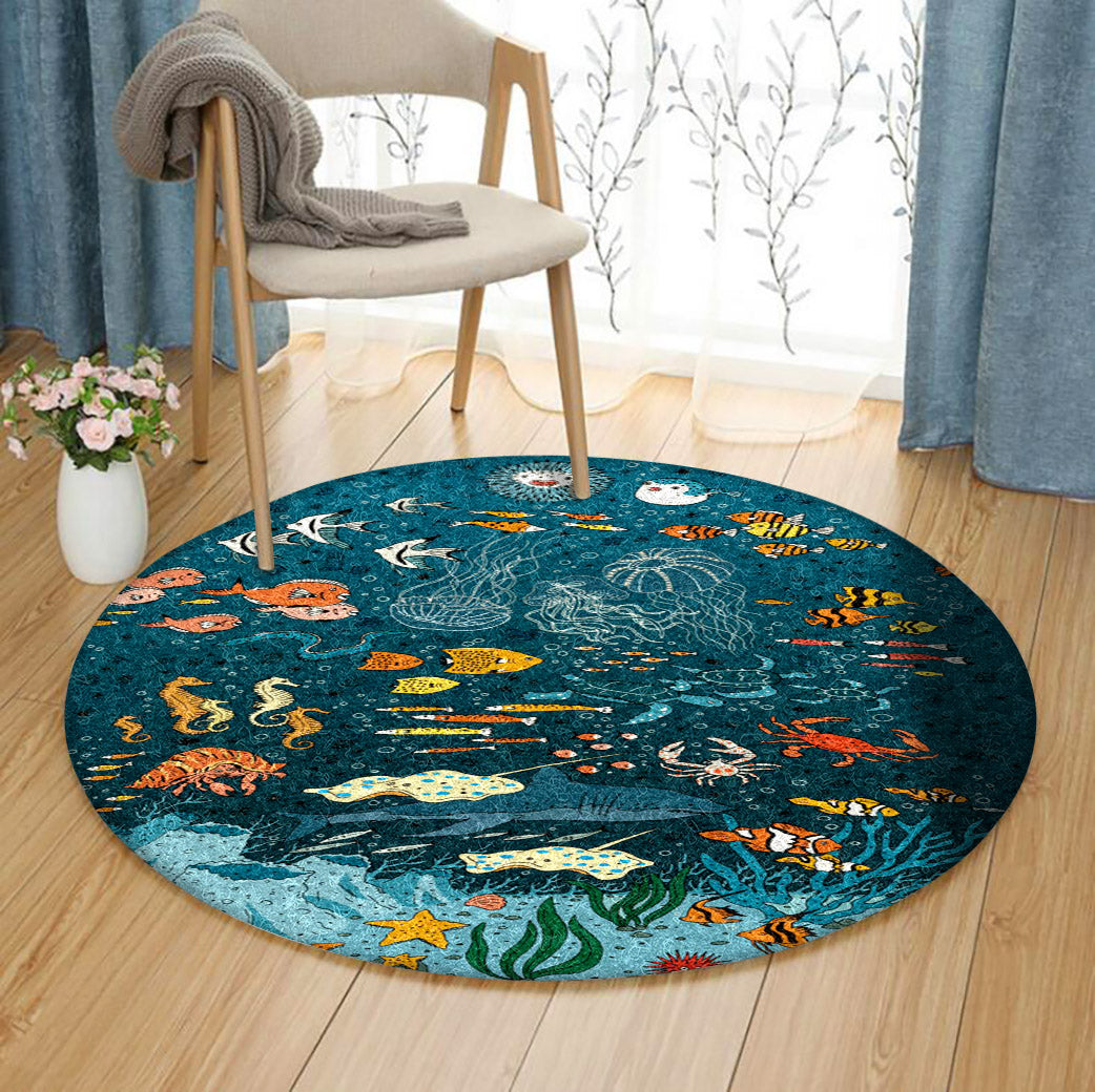 Animals Underwater ML2110243RR Round Area Rug