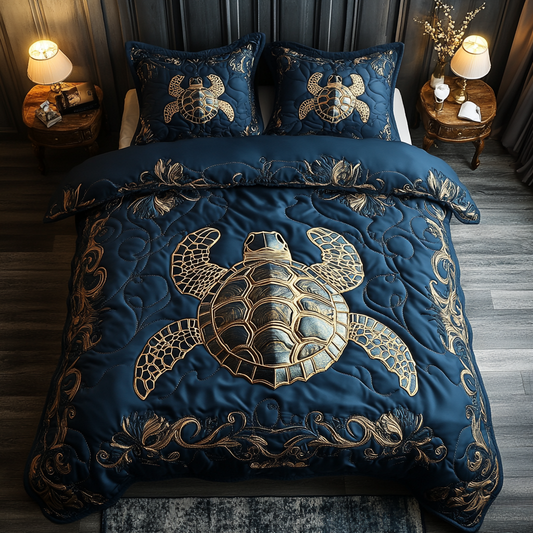 Aqua Compass Quilted Bedding Set NCU0DV2526