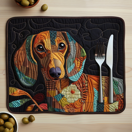 Artistic Autumn Dachshund Quilted Placemat NCU0TH009