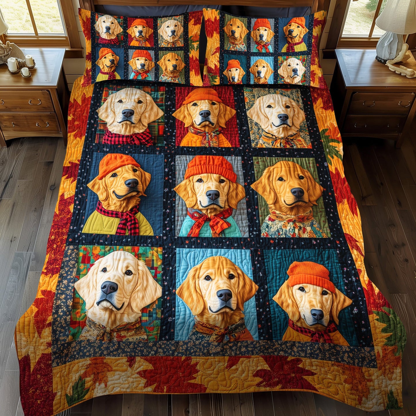 Autumn Vibes & Retriever Love 3-Piece Quilted Bedding Set NCU0PT378