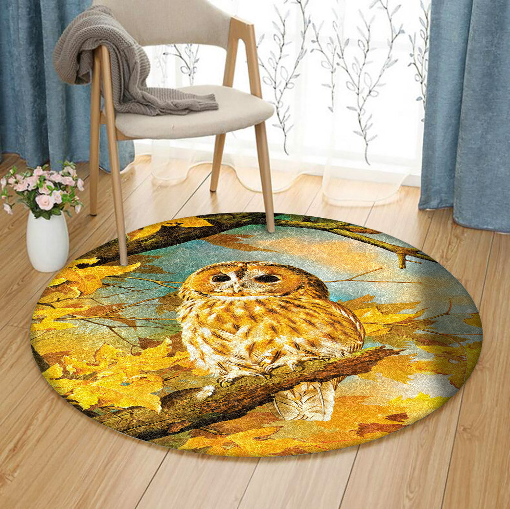 Autumn Owl DV0411195RR Round Area Rug